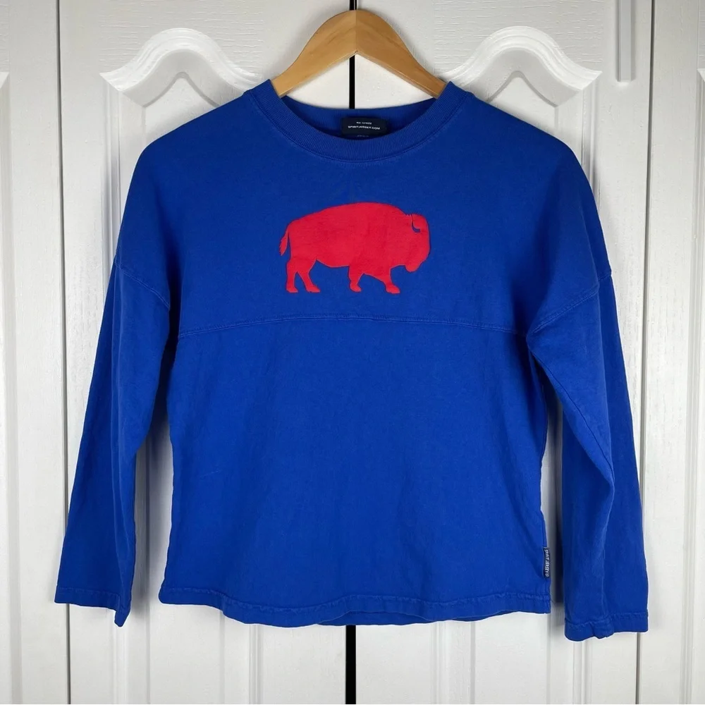 Buffalo Bills Spirit Jersey Shirt Kids Boys Size L Let’s Go Buffalo Long Sleeve - Picture 2 of 15